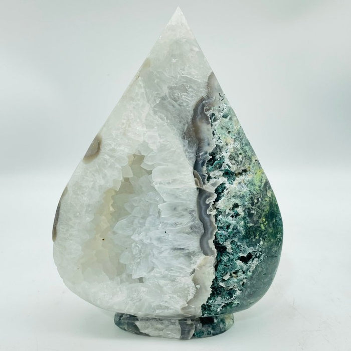 6 Pieces Large Geode Druzy Moss Agate Arrow Head