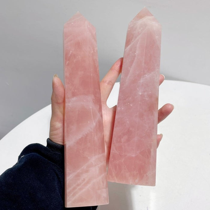 6 Pieces Large Madagascar Deep Pink Rose Quartz Points
