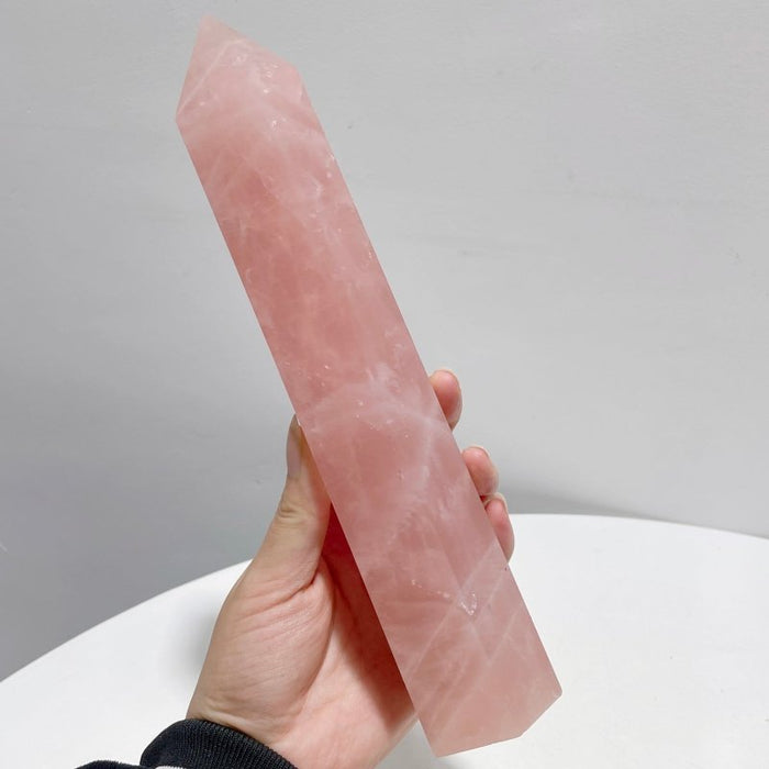 6 Pieces Large Madagascar Deep Pink Rose Quartz Points