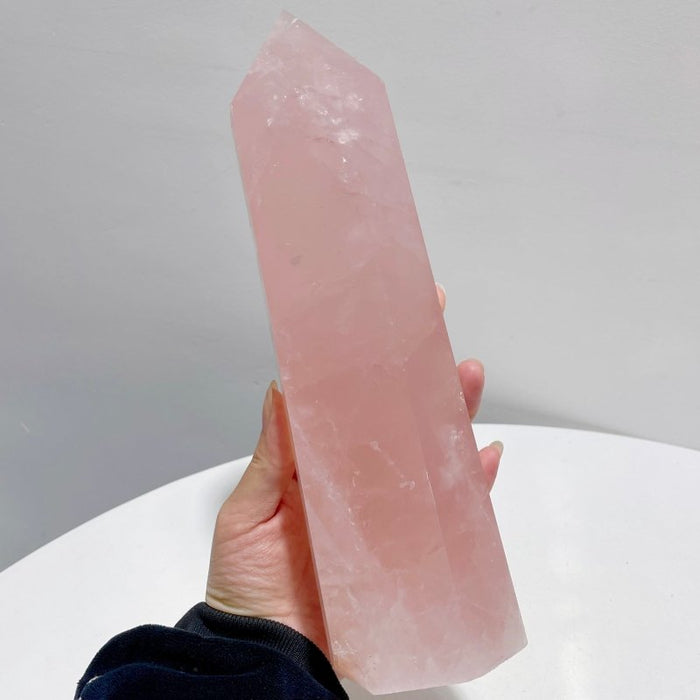 6 Pieces Large Madagascar Deep Pink Rose Quartz Points