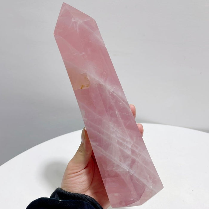 6 Pieces Large Madagascar Deep Pink Rose Quartz Points