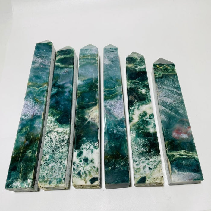 6 Pieces Large Ocean Jasper Four-Sided Tower