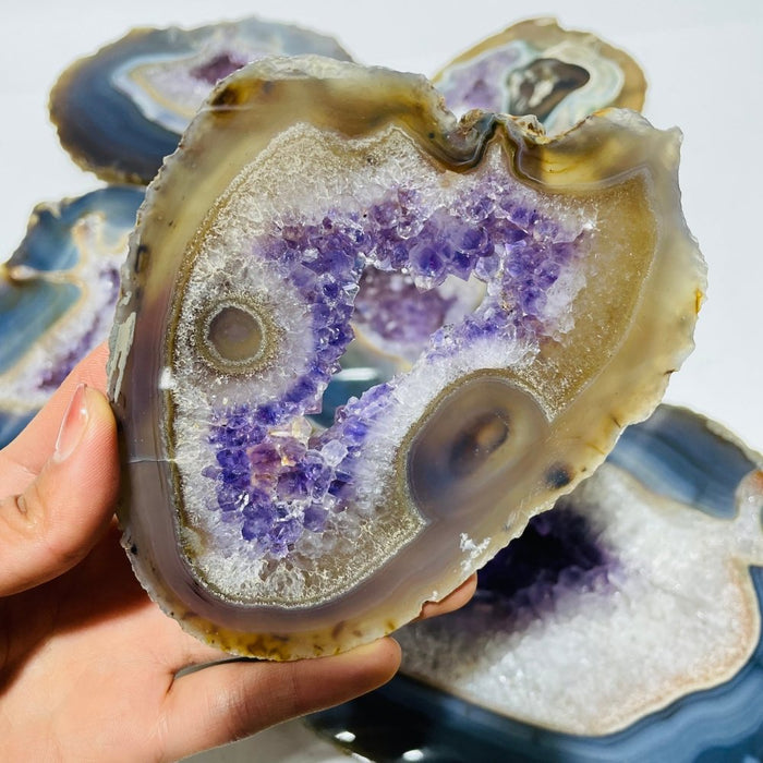 6 Pieces Large Polished Amethyst Geode Slab