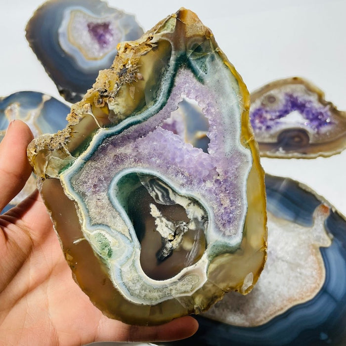 6 Pieces Large Polished Amethyst Geode Slab