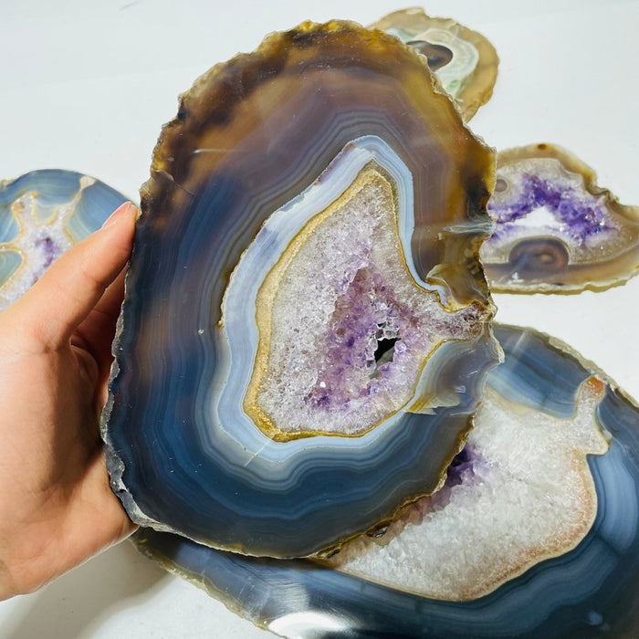 6 Pieces Large Polished Amethyst Geode Slab