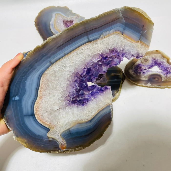 6 Pieces Large Polished Amethyst Geode Slab