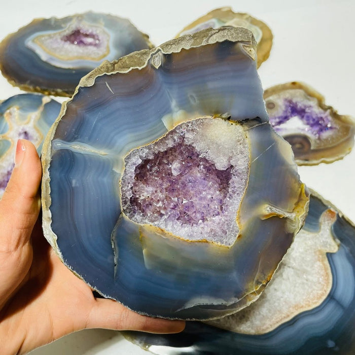 6 Pieces Large Polished Amethyst Geode Slab