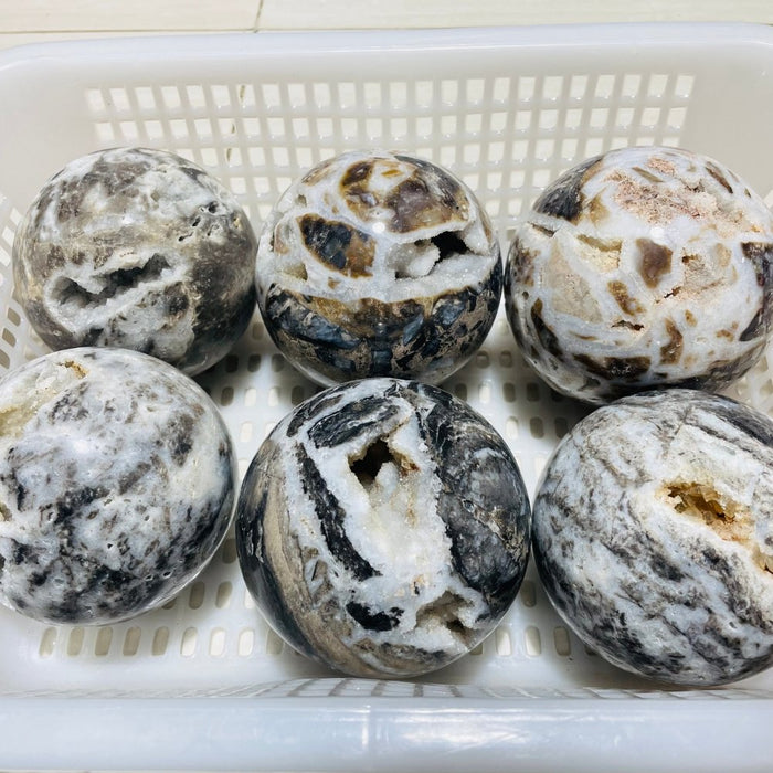 6 Pieces Large Sphalerite Geode Sphere Ball