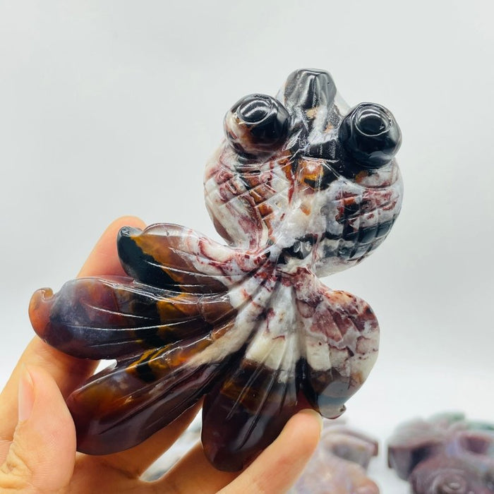 12 Pieces Ocean Jasper GoldFish Carving