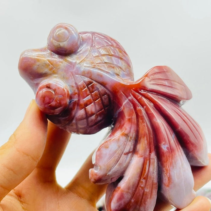 12 Pieces Ocean Jasper GoldFish Carving