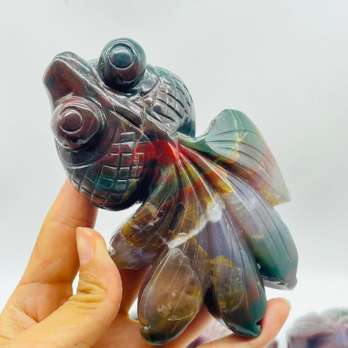 12 Pieces Ocean Jasper GoldFish Carving