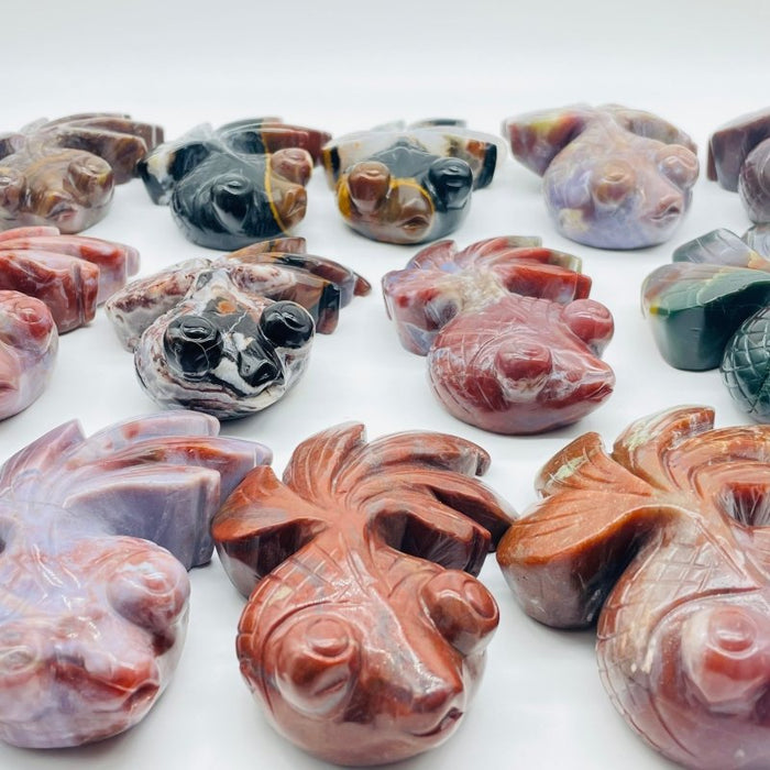 12 Pieces Ocean Jasper GoldFish Carving