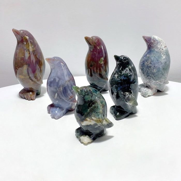 6 Pieces Ocean Jasper Penguin Carving