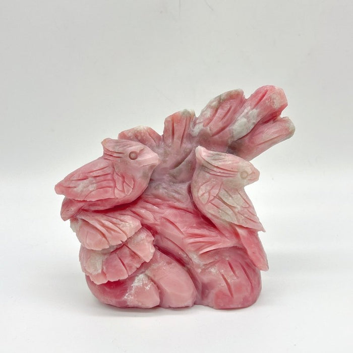 6 Pieces Pink Opal Bird Carving