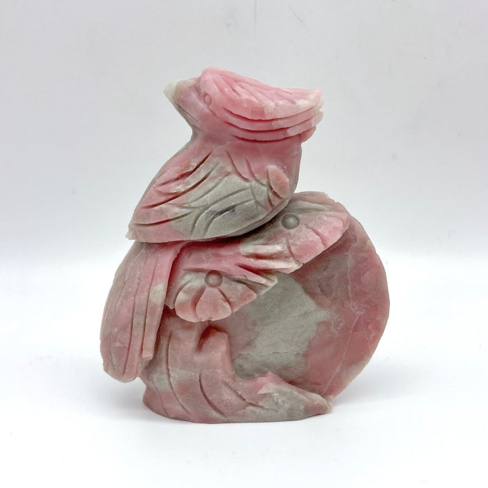 6 Pieces Pink Opal Bird Carving