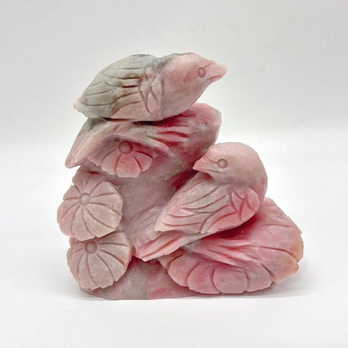 6 Pieces Pink Opal Bird Carving