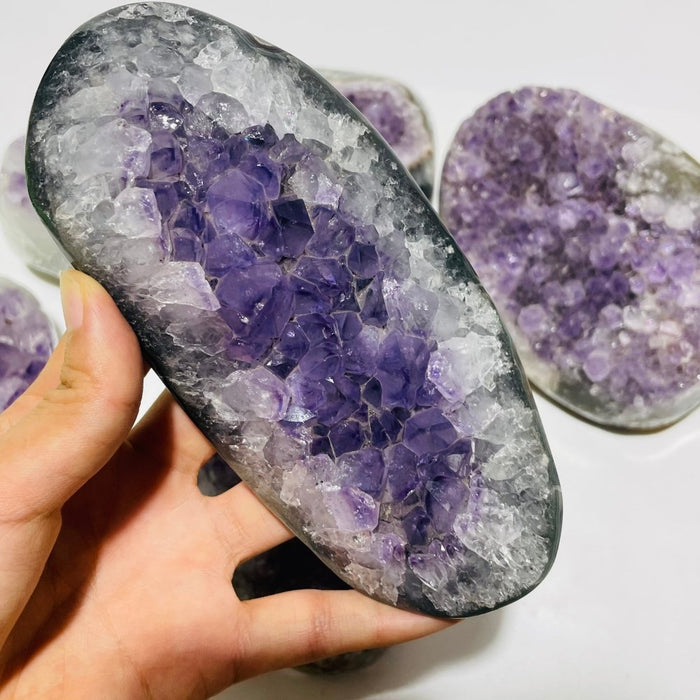 6 Pieces Polished Edge Purple Amethyst Cluster