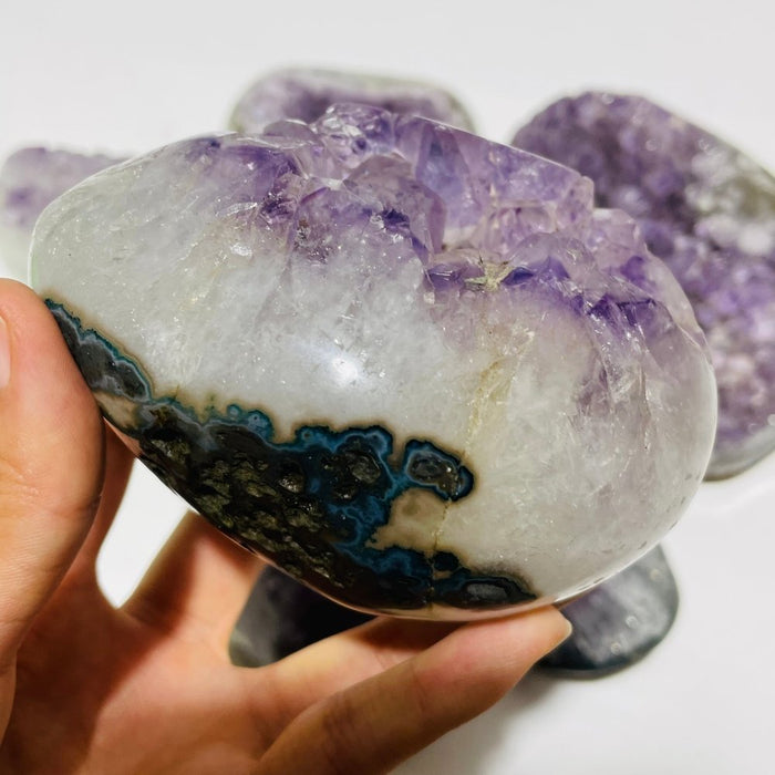 6 Pieces Polished Edge Purple Amethyst Cluster