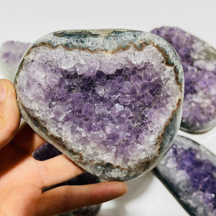 6 Pieces Polished Edge Purple Amethyst Cluster