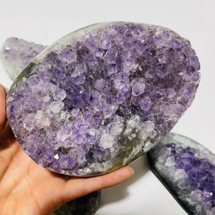 6 Pieces Polished Edge Purple Amethyst Cluster