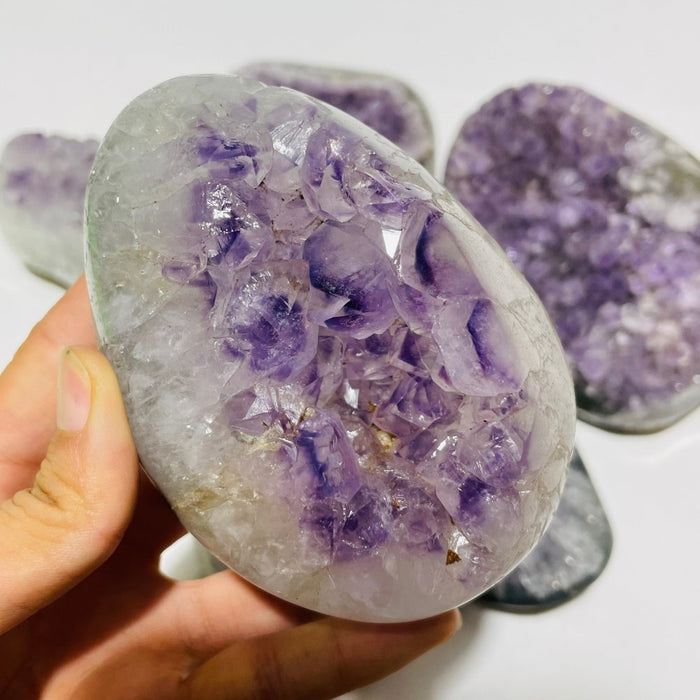 6 Pieces Polished Edge Purple Amethyst Cluster