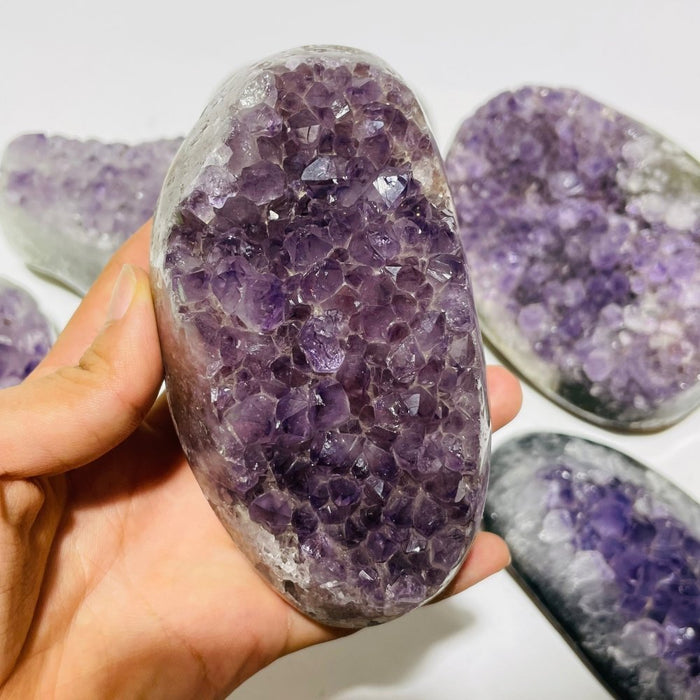 6 Pieces Polished Edge Purple Amethyst Cluster