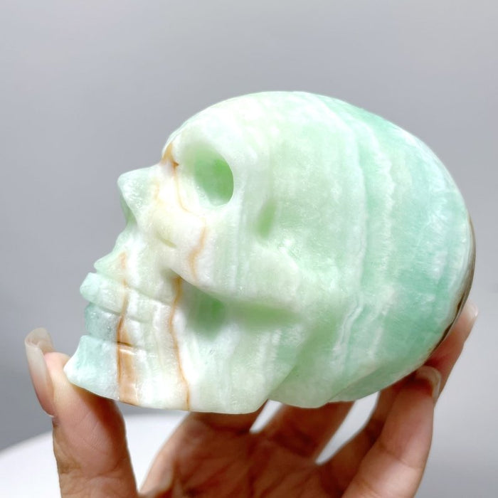 6 Pieces Unique Green Calcite Skull Carving