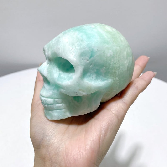6 Pieces Unique Green Calcite Skull Carving