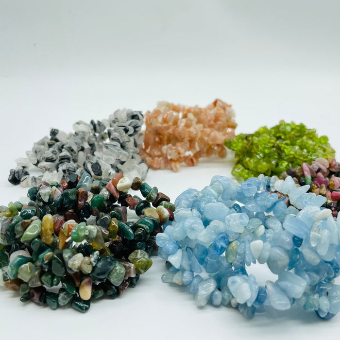 6 Types Chip Bracelet Aquamarine & Moss Agate Wholesale