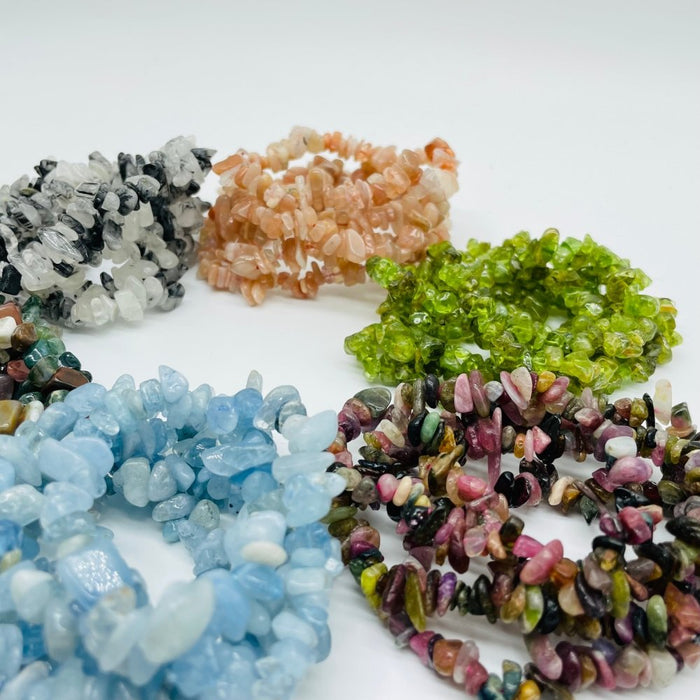 6 Types Chip Bracelet Aquamarine & Moss Agate Wholesale