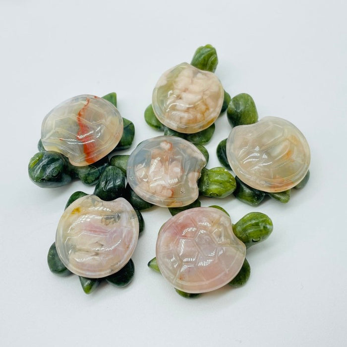 6 Types Turtle Carving Crystal Wholesale Tiger Eye Ocean Jasper
