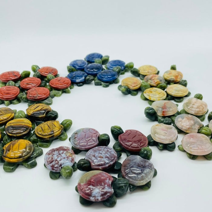 6 Types Turtle Carving Crystal Wholesale Tiger Eye Ocean Jasper