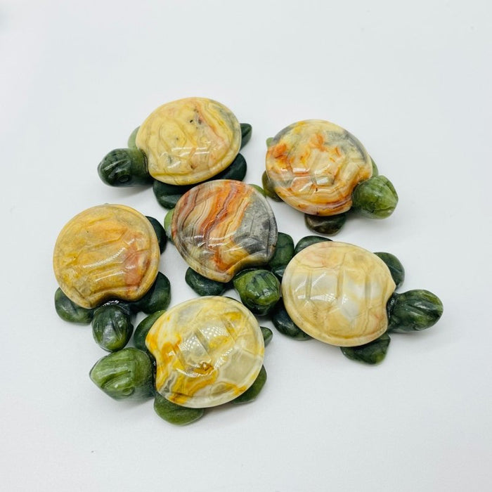 6 Types Turtle Carving Crystal Wholesale Tiger Eye Ocean Jasper