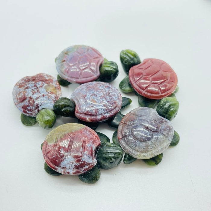 6 Types Turtle Carving Crystal Wholesale Tiger Eye Ocean Jasper