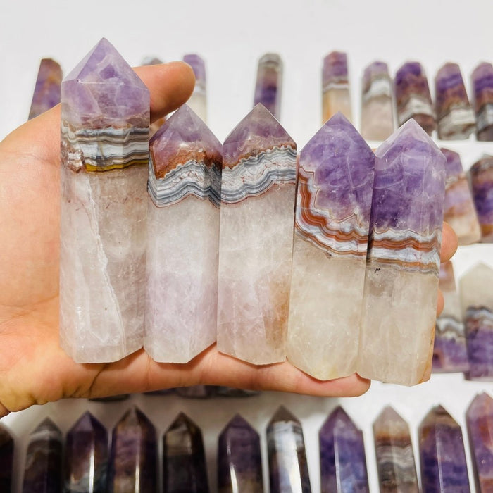 63 Pieces Amethyst Mixed Striped Agate Crystal Points