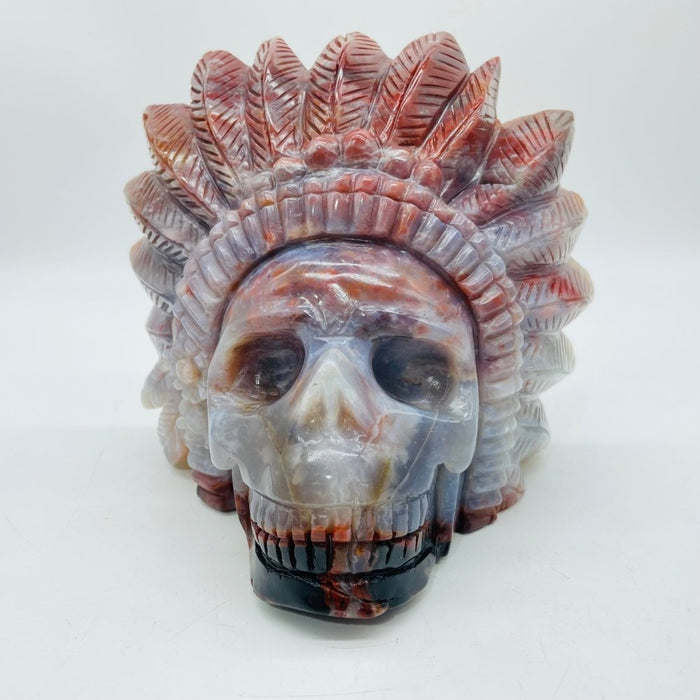 Unique Ocean Jasper Maya Skull Carving