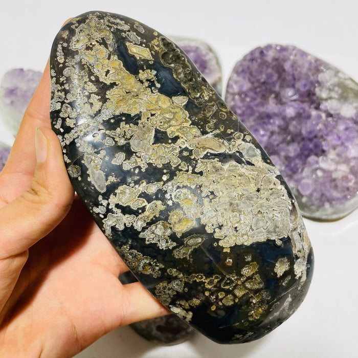 6 Pieces Polished Edge Purple Amethyst Cluster