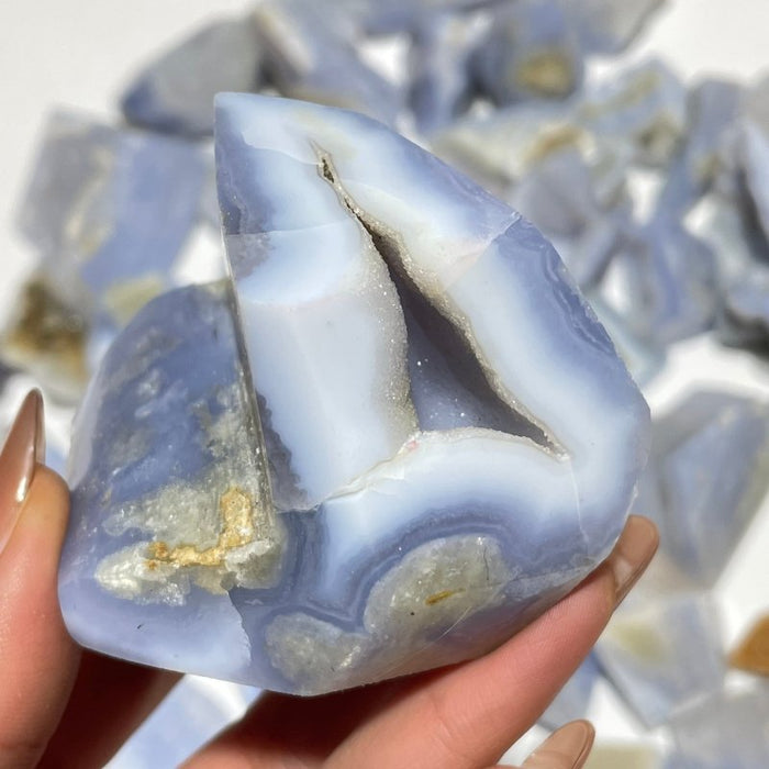 68 Pieces Blue Chalcedony Geode Druzy Free Form