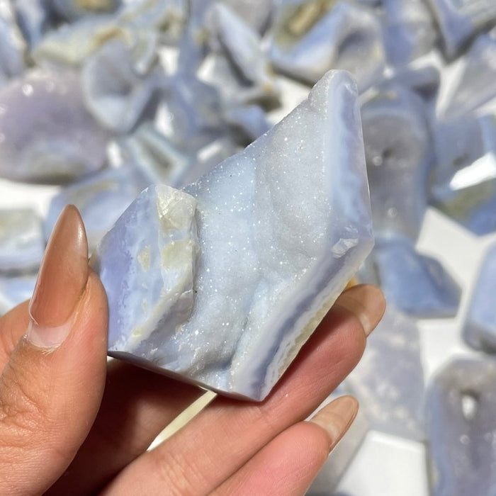 68 Pieces Blue Chalcedony Geode Druzy Free Form