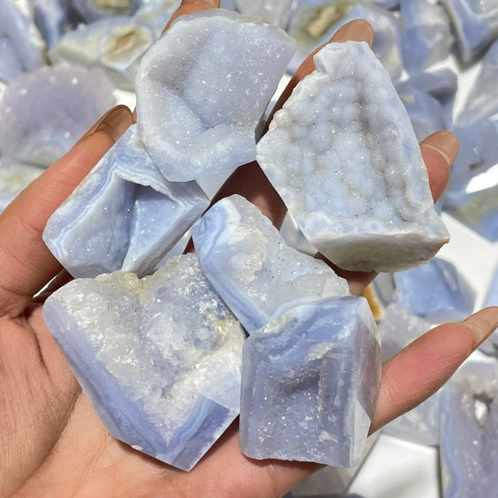 68 Pieces Blue Chalcedony Geode Druzy Free Form