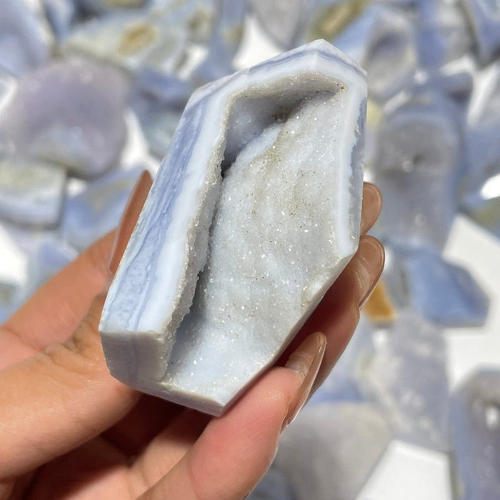 68 Pieces Blue Chalcedony Geode Druzy Free Form