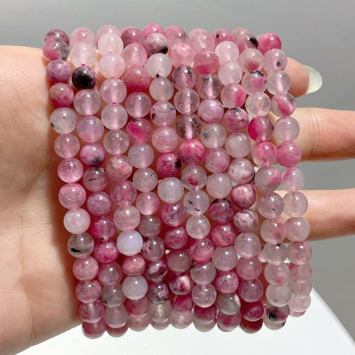 6mm Pink Rhodonite Mixed Quartz Bracelets Wholesale