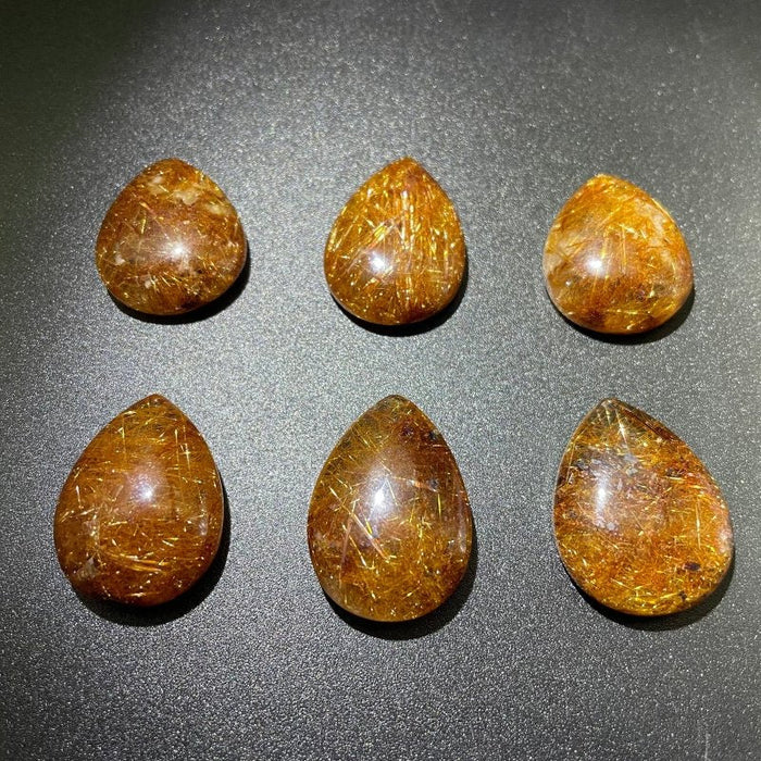 6pcs Lot High Quality Rutile Teardrop Pendant Jewelry Making