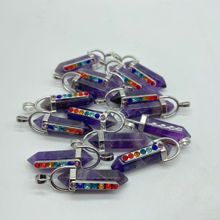 7 Chakras Amethyst&Labradorite Double Point Pendant Wholesale