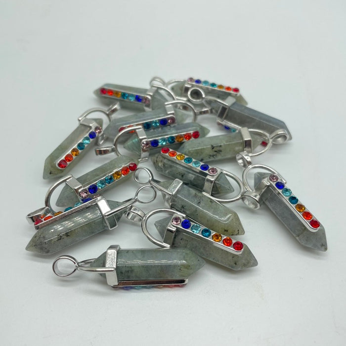 7 Chakras Amethyst&Labradorite Double Point Pendant Wholesale