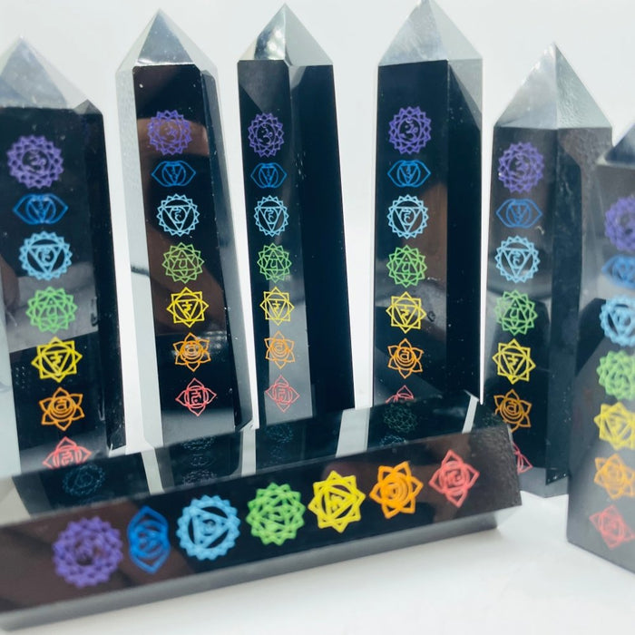 7 Chakras Obsidian Tower Points Crystal Wholesale