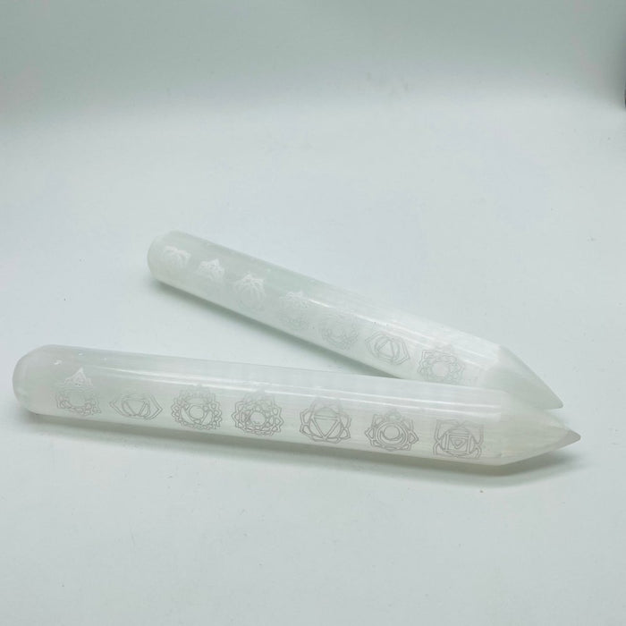 7 Chakras Selenite Massage Wands Round Wholesale