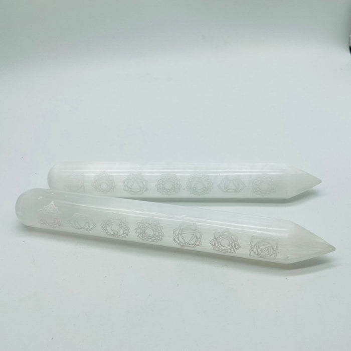 7 Chakras Selenite Massage Wands Round Wholesale