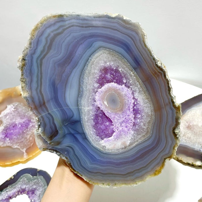 7 Pieces Beautiful Large Geode Amethyst Mixed Agate Slabs