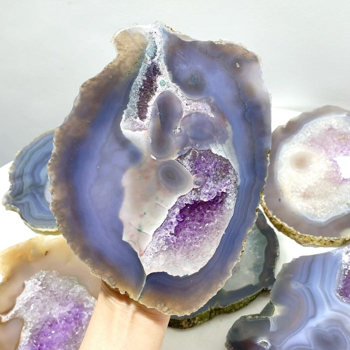 7 Pieces Beautiful Large Geode Amethyst Mixed Agate Slabs